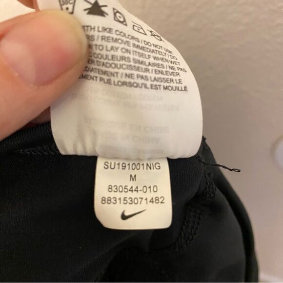 Nike Womens black Dri Fit Tank layered built in sports bra running top M - Picture 10 of 11